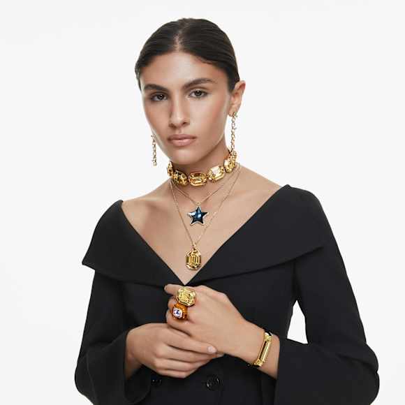 Lucent pendant, Octagon shape, Yellow, Gold-tone plated - Swarovski, 5708781