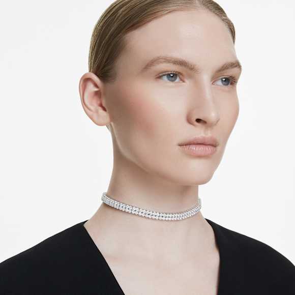 Matrix Choker, Rundslipad, Vit, Rodiumpläterad - Swarovski, 5708936