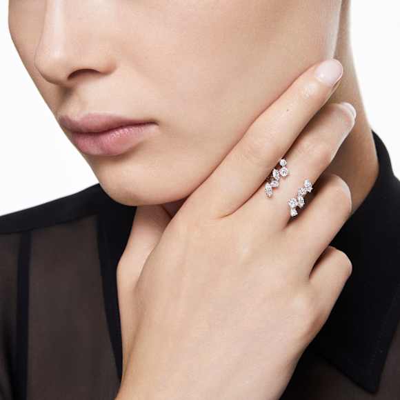 Galaxy open ring, Lab-grown diamonds 1.25 ct tw, Mixed shapes, 18K white gold - Swarovski, 5709118