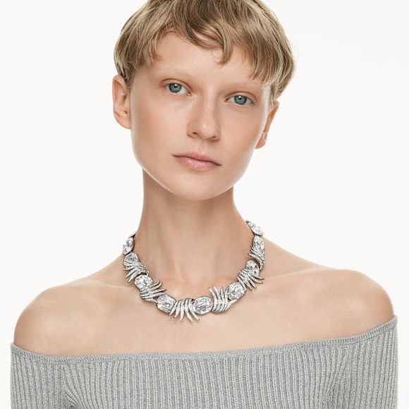 Náhrdelník The Vienna Collection, Pírko, Bílá, Pokoveno rutheniem - Swarovski, 5709259
