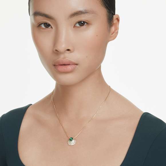 Přívěsek Idyllia, Různé výbrusy, Mušle, Zelená, Povrchová úprava z 18k zlata - Swarovski, 5709377