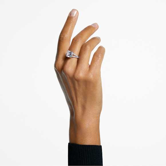 Anel Stilla, Lapidação quadrada, Branco, Acabamento em prata - Swarovski, 5709901