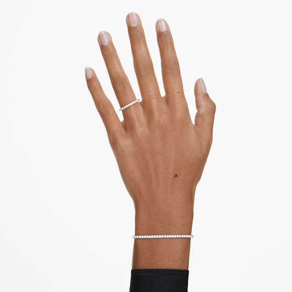 Eternity Tennis bracelet, Lab-grown diamonds 3 ct tw, Round shape, 14K white gold - Swarovski, 5710556