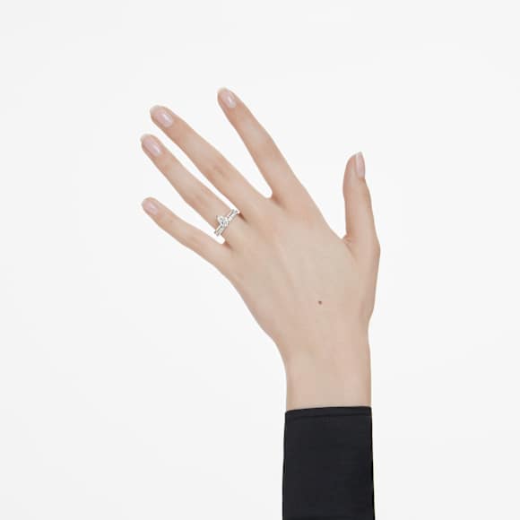 Eternity solitaire ring, Lab-grown diamonds 1 ct tw, Pear shape, 14K white gold - Swarovski, 5710770