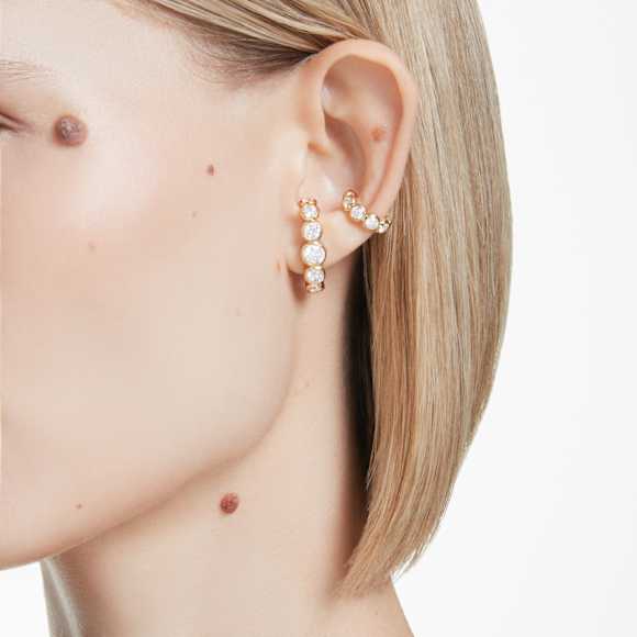 Pendiente ear cuff Imber, Conjunto (3), Talla redonda, Blanco, Acabado en oro de 18 quilates - Swarovski, 5711482