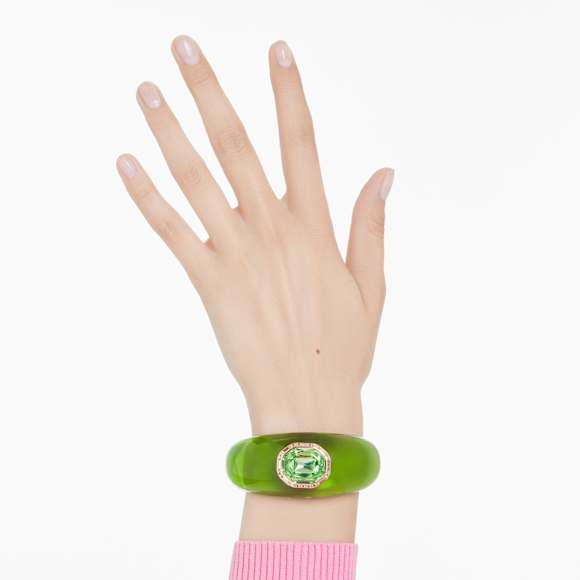 Bracelete Dulcis, Lapidação octogonal, Verde, Lacado a dourado - Swarovski, 5714381