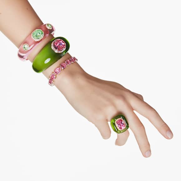 Manžetový náramek Dulcis, Různé výbrusy, Vícebarevný, Povrchová úprava z 18k zlata - Swarovski, 5714384
