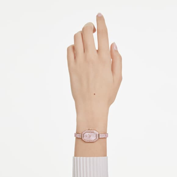 Dextera bangle watch, Swiss Made, Pink, Rose gold-tone plated - Swarovski, 5717588