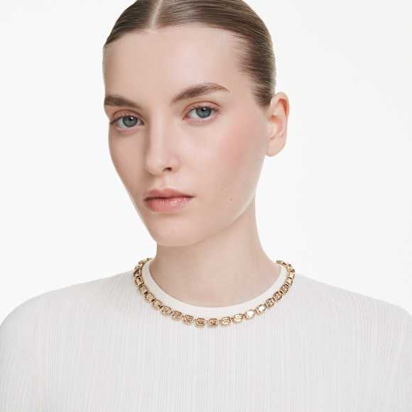 Millenia Tennis necklace, Octagon cut, Yellow, Gold-tone plated - Swarovski, 5718674