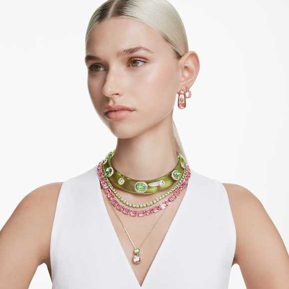 Dulcis halka küpeler, Karışık kesimler, Çok renkli, 18k altın rengi yüzey - Swarovski, 5719112