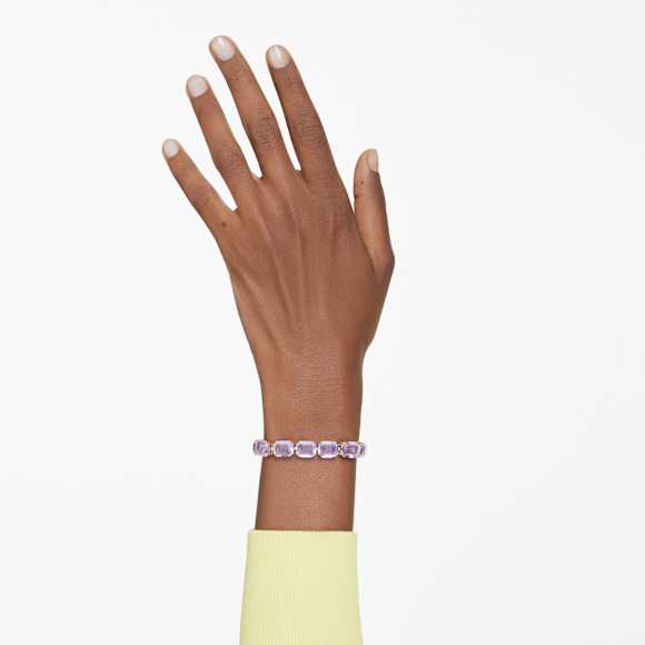 Millenia Armband, Oktagon-Schliff, Violett, 18K Goldbeschichtet - Swarovski, 5720487