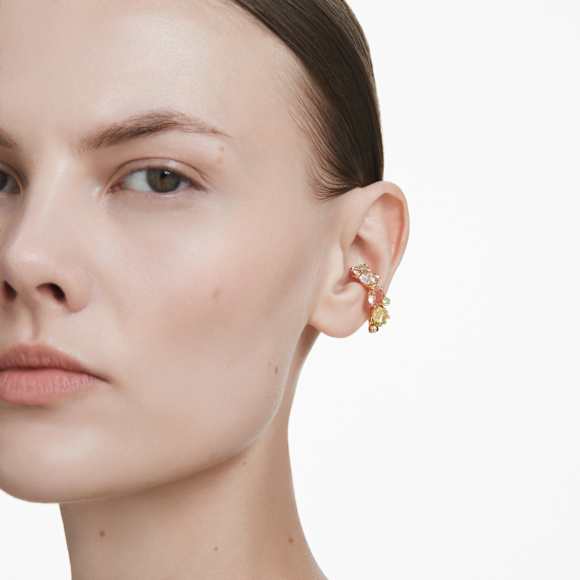 Gema ear cuff, Single, Mixed cuts, Multicoloured, Gold-tone plated - Swarovski, 5720903