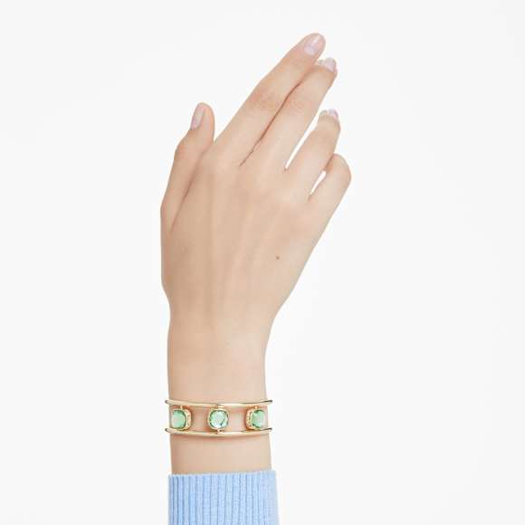 Bracciale rigido Chroma, Taglio Cushion, Multicolore, Finitura oro 18K - Swarovski, 5721649