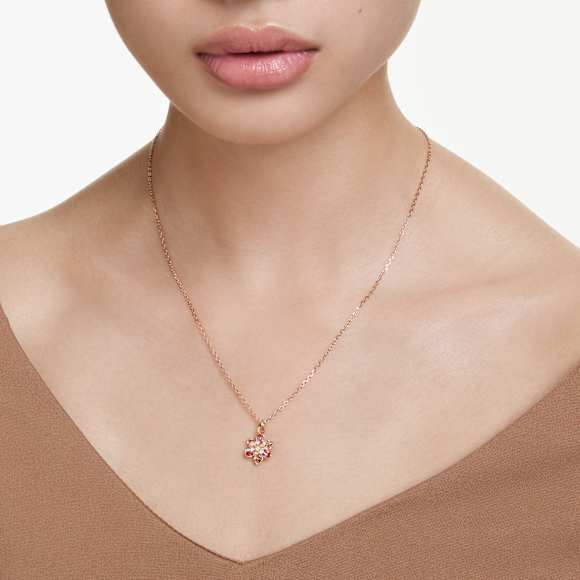 Idyllia pendant, Mixed cuts, Flower, Multicolored, Rose gold-tone plated - Swarovski, 5722102