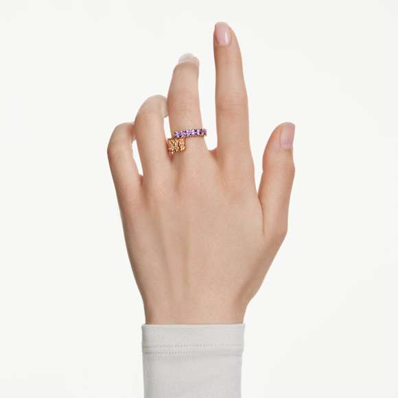 Matrix 戒指, 混合切割, 彩色, 镀金色调 - Swarovski, 5722450