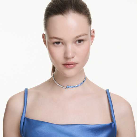 Matrix choker, Mixed cuts, Blue, Rhodium plated - Swarovski, 5722464