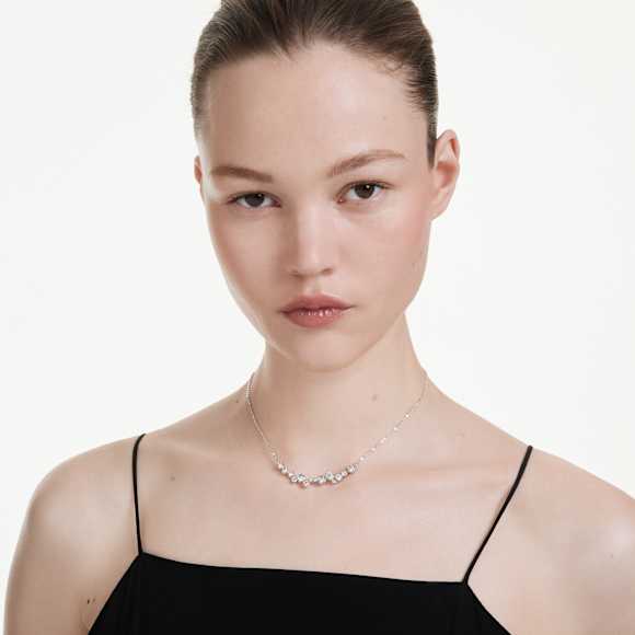 Constella necklace, Mixed cuts, White, Rhodium plated - Swarovski, 5722473