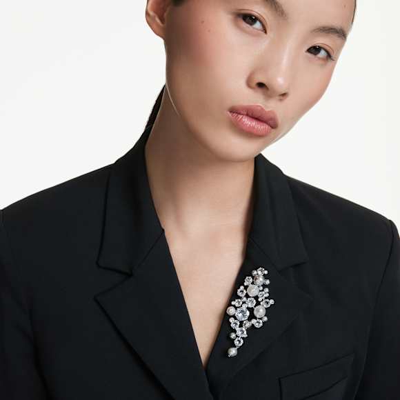 Constella 브로치, 크리스털 펄, 라운드 컷, 화이트, 로듐 플래팅 - Swarovski, 5722516