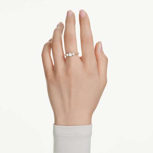 Stilla Attract 링, 라운드 컷, 화이트, 18K 골드 피니시 - Swarovski, 5723291