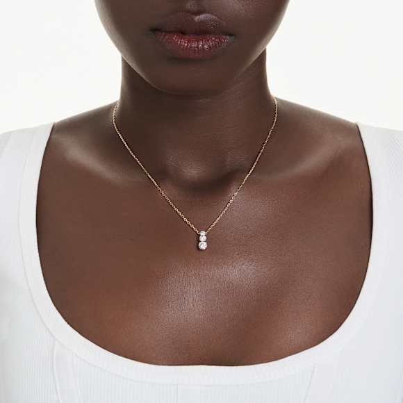 Stilla Attract ペンダント, ラウンドカット, ホワイト, ゴールドトーン・プレーティング - Swarovski, 5723298