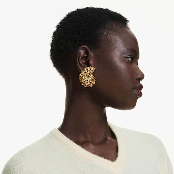 Gema clip earrings, Yellow, Gold-tone plated - Swarovski, 5723383