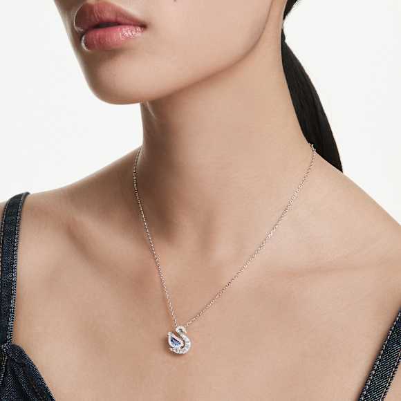 Swan pendant, Mixed cuts, Swan, Blue - Swarovski, 5723389