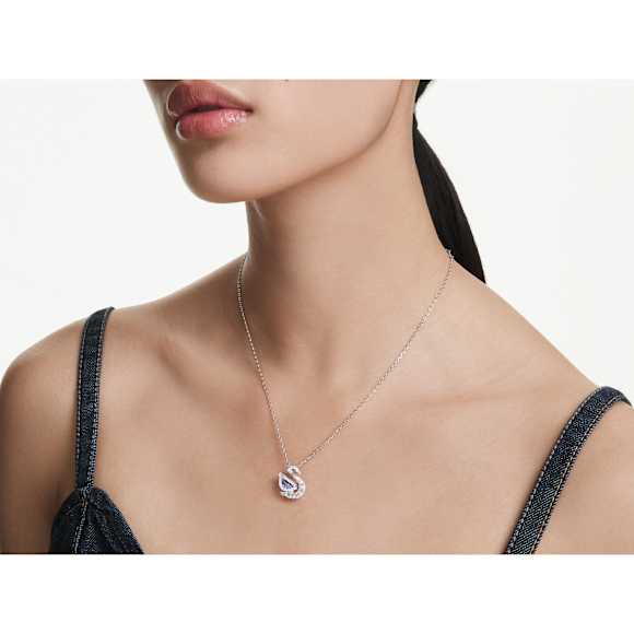 Swan pendant, Mixed cuts, Swan, Blue - Swarovski, 5723389
