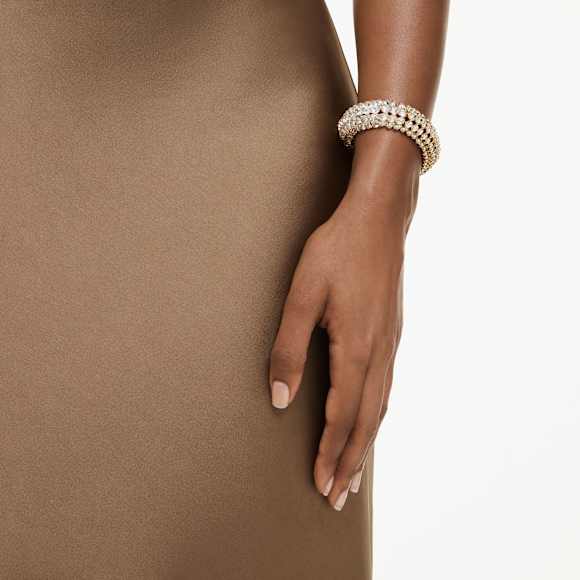 Idyllia bracelet, Oval cut, White, Gold-tone plated - Swarovski, 5723540