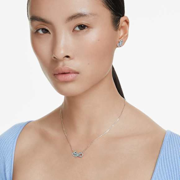 Lifelong Bow 套裝, 蝴蝶結, 藍色, 鍍白金色| Swarovski