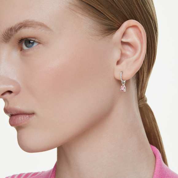 Attract Drop-Ohrhänger, Tropfenschliff, Rosa, Rhodiniert - Swarovski, 5723566