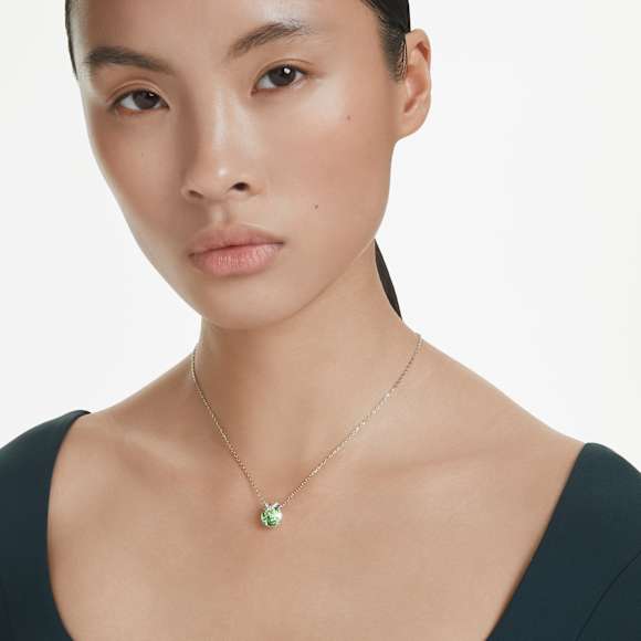 Pandantiv Bella V, Tăietură rotundă, Verde, Placat cu rodiu - Swarovski, 5724285