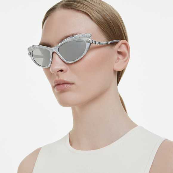 Sonnenbrille, Cat-eye-Form, Silberfarben - Swarovski, 5724505