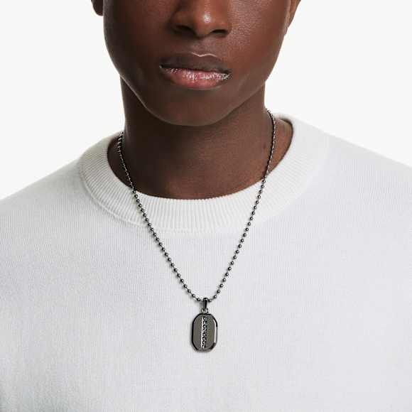 Dextera 链坠, 八边形, 圆形切割, 黑色, 镀钌 - Swarovski, 5724595