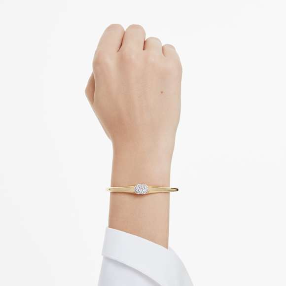 Dextera bangle, Round cut, White, Gold-tone plated - Swarovski, 5724597