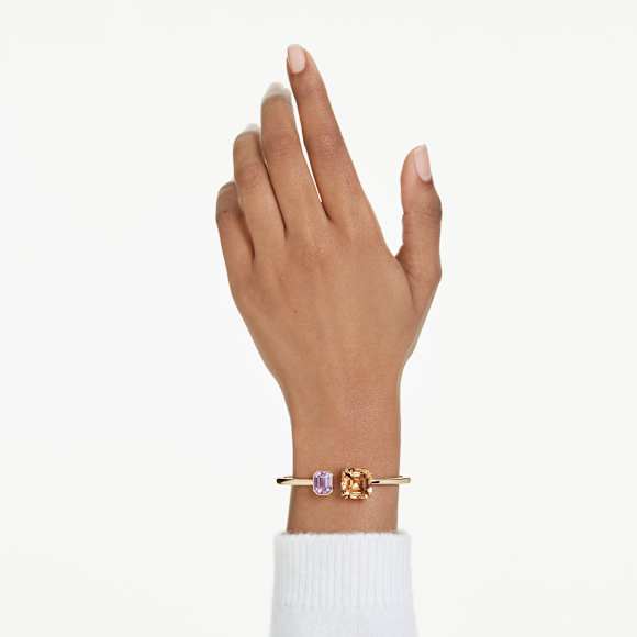 Bracciale rigido Millenia, Taglio ottagonale, Multicolore, Placcato color oro - Swarovski, 5725754
