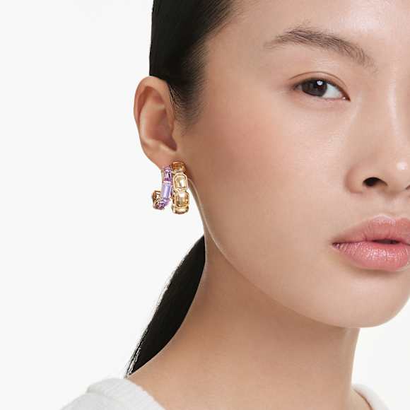 Millenia 大圈耳環, 混合式切割, 漸層色, 鍍金色色調 - Swarovski, 5725757