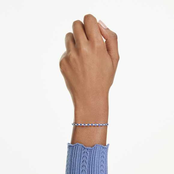 Matrix Tennis bracelet, Mixed round cuts, Blue, Rhodium plated - Swarovski, 5725854