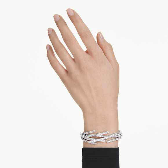 Obročasta zapestnica Matrix, Mešani rezi, Bela, Prevleka iz rodija - Swarovski, 5726292