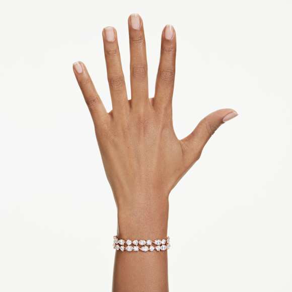 Mesmera bracelet, Mixed cuts, White, Gold-tone plated - Swarovski, 5728002