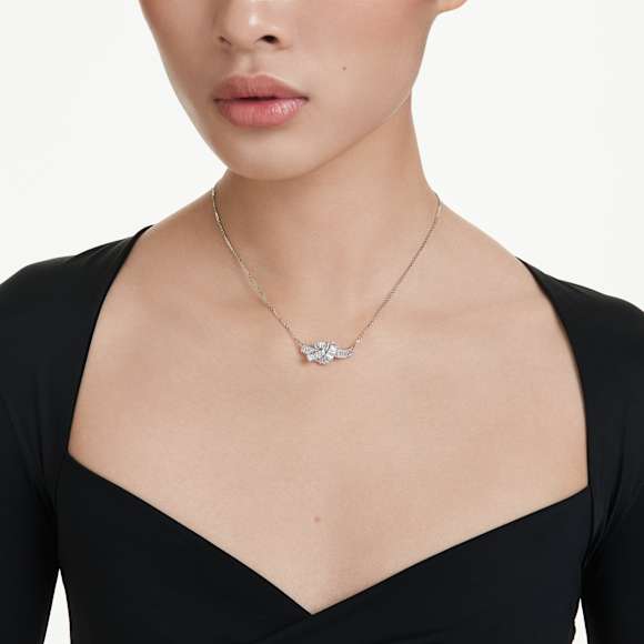 Matrix pendant, Baguette cut, Knot, White, Rhodium plated - Swarovski, 5728553