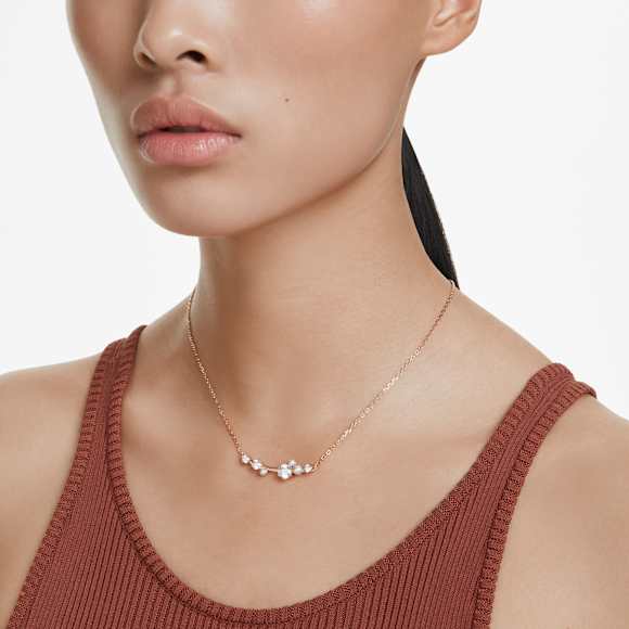 Constella Halskette, Kristallperle, Rundschliffe, Weiß, 18K Roségoldbeschichtet - Swarovski, 5729504
