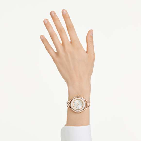 Crystalline aura นาฬิกา, Swiss Made, สร้อยข้อมือโลหะ, โทนโรสโกลด์, เคลือบโทนสีโรสโกลด์ - Swarovski, 5730140