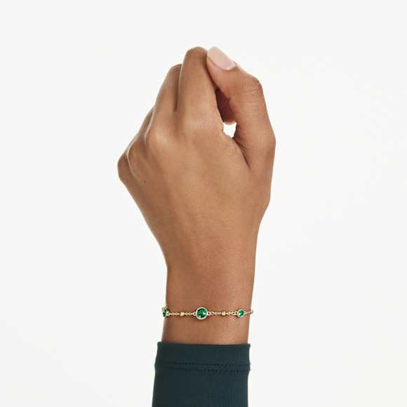 Imber 手链, 圆形切割, 绿色, 镀金色调 - Swarovski, 5730676