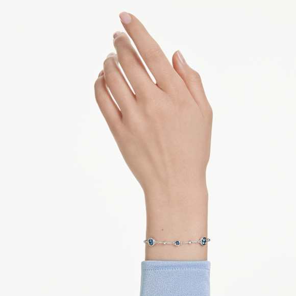 Imber 手链, 圆形切割, 蓝色, 镀铑 - Swarovski, 5730679