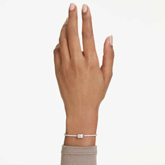 Matrix Tennis bracelet, Mixed cuts, White, Rose gold-tone plated - Swarovski, 5730706