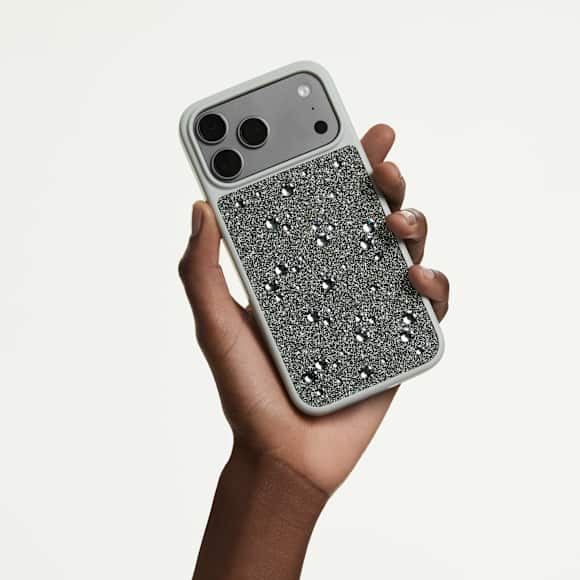 Etui na smartfona High, Kryształy typu Flat Back, iPhone® 17 Pro Max, W odcieniu srebra - Swarovski, 5731145