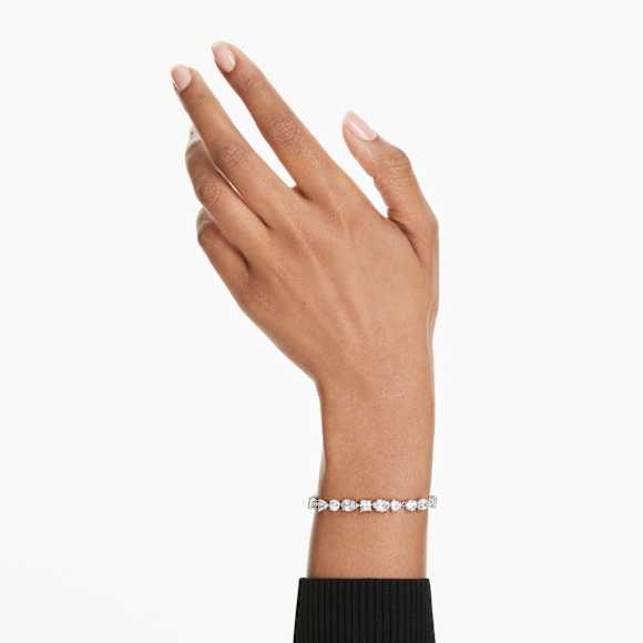 Mesmera bracelet, Mixed cuts, White, Rhodium plated - Swarovski, 5731959