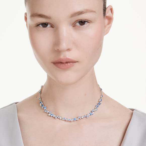 Náhrdelník Constella, Různé výbrusy, Modrá, Pokoveno rhodiem - Swarovski, 5732255