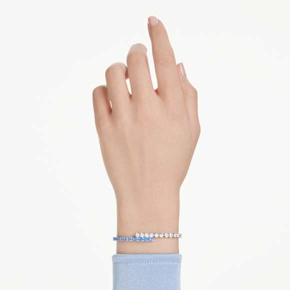 Matrix 手链, 混合切割, 蓝色, 镀铑 - Swarovski, 5732266