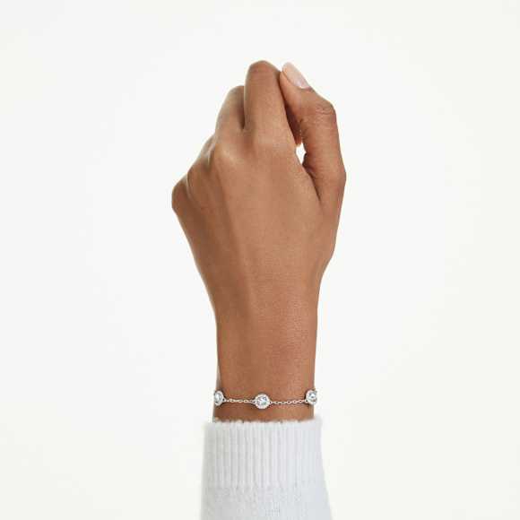 Una Angelic bracelet, Round cut, Double sided motifs, White, Rhodium plated - Swarovski, 5732272